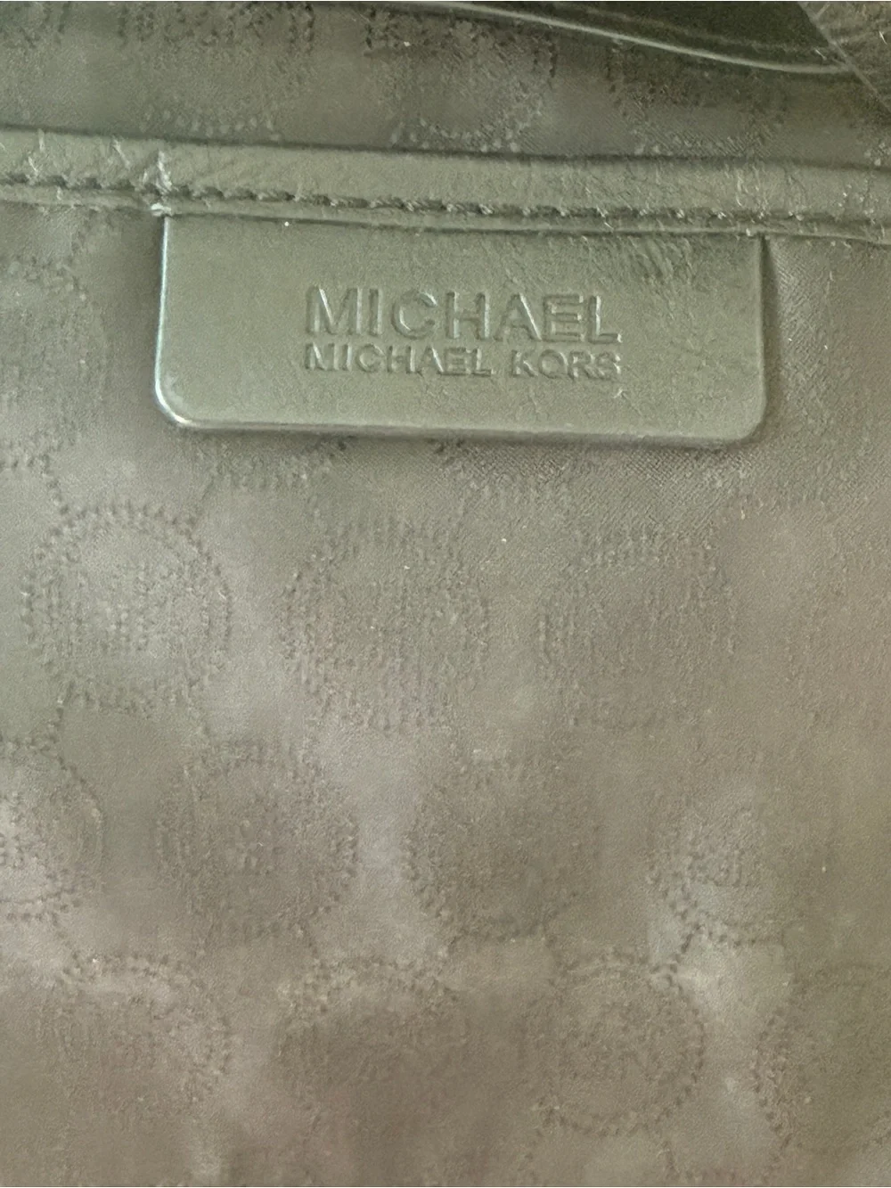 Michael Kors Jet Set Logo Tote canvas Beige & Brown MK Leather straps Good cond.